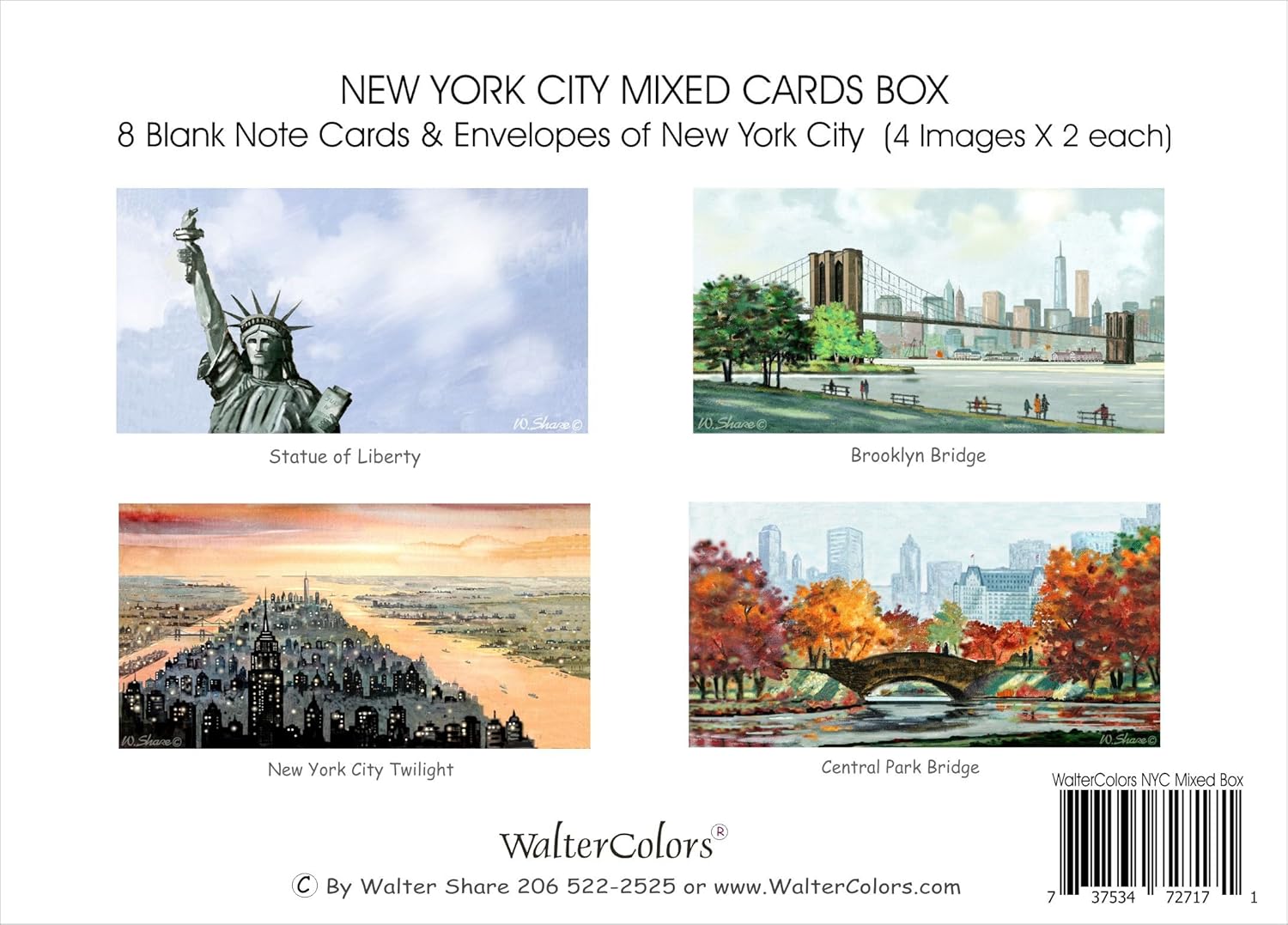 Note Cards New York City Mixed Box of 8 Cards