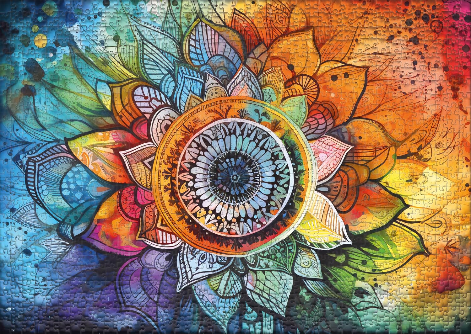 Ulmer Puzzleschmiede, 1000 piece puzzle ‘Rainbow Mandala’, colourful mandala motif - Image 2