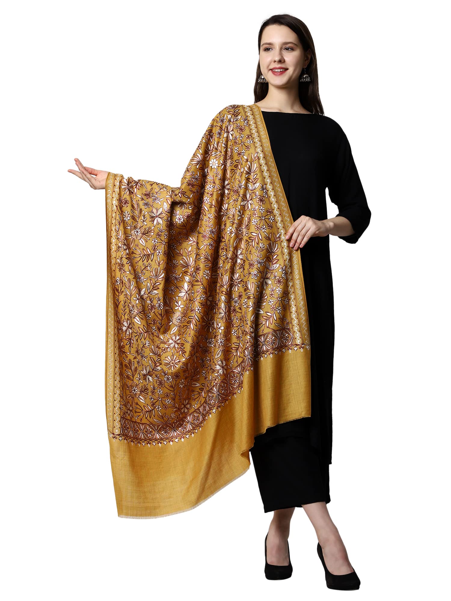 Women's Aari Embroidery Wool Shawl (2564)-image-35