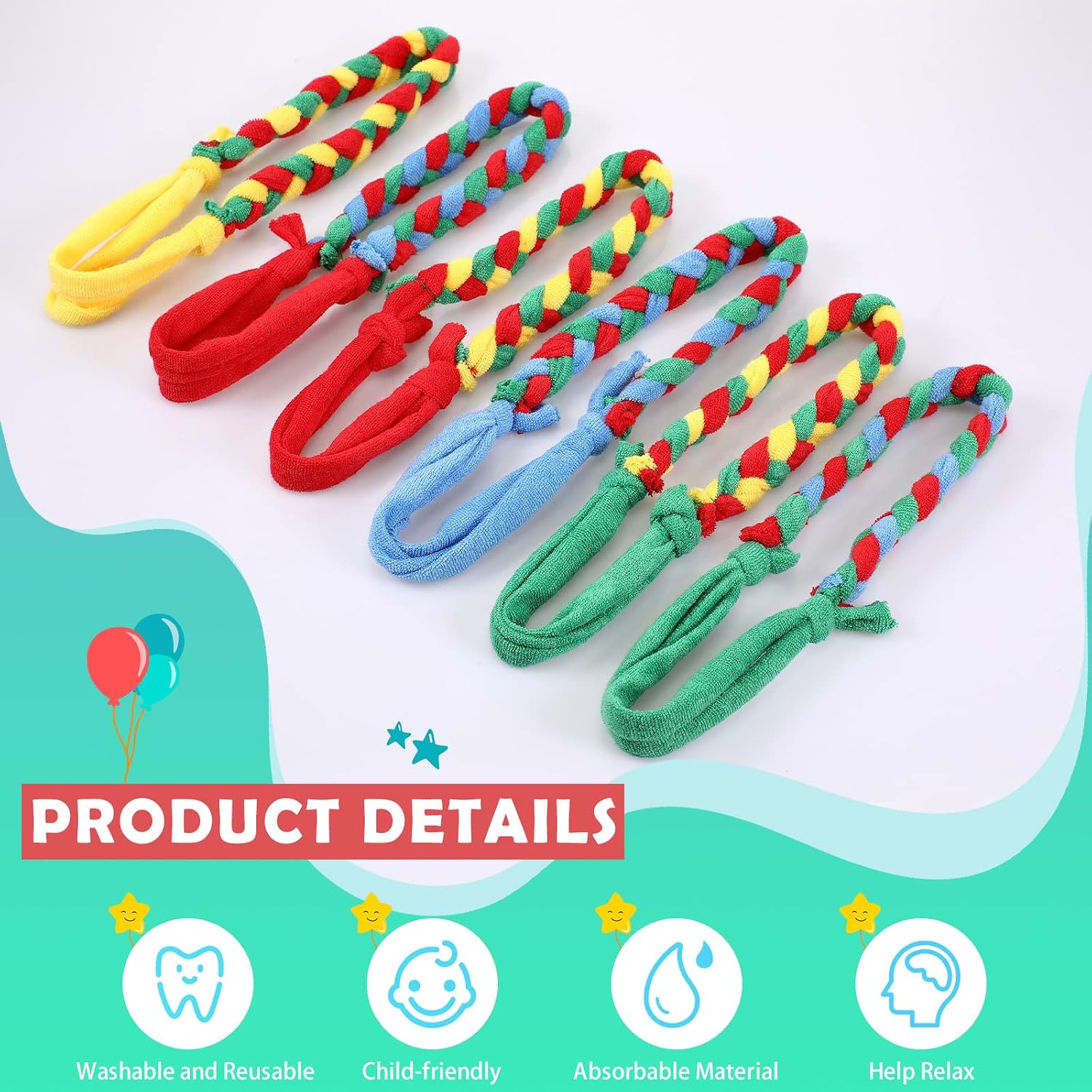 Geiserailie 12 Pieces Cloth Chewy Necklace for Sensory Terry Kids Chewy Necklaces Soft and Absorbent Fabric Cloth for Boys Girls Absorbent Autism Sensory Products with ADHD, SPD, Fidgeting, Anxiety