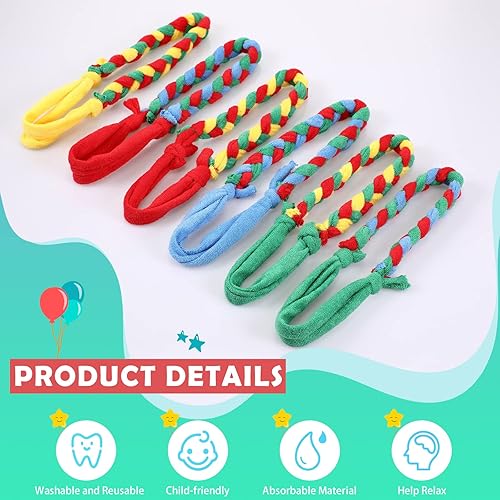 Miniatura 3 de Geiserailie 12 piezas de collar masticable de tela para niños sensoriales de rizo masticable, tela suave y absorbente para niños y niñas, productos