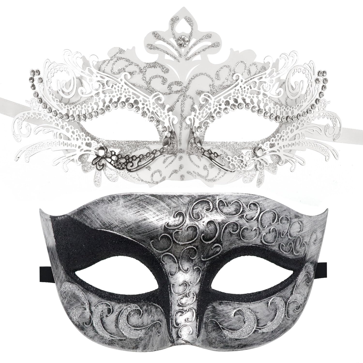 Coddsmz Couple Masquerade Mask Set Venetian Party Mardi Gras Halloween Costume Fancy Dress Mask for Women Men โ image 1