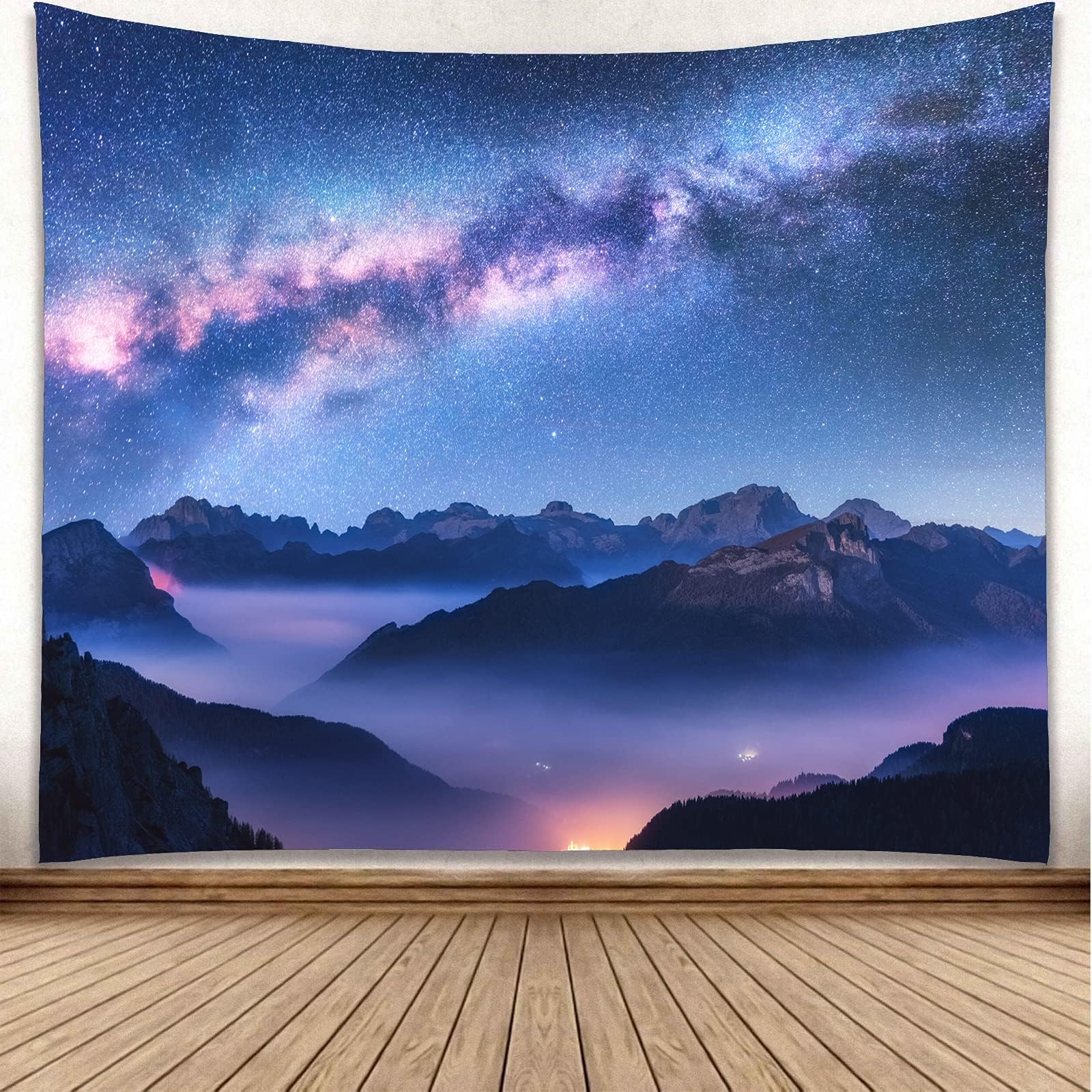 YISURE Starry Mountain Tapestry Wall Hanging, Starry Night Milky Way Tapestry, Small Tapestry Fantasy Wall Hanging for Home Decor, 150 * 130cm(60x50inch)