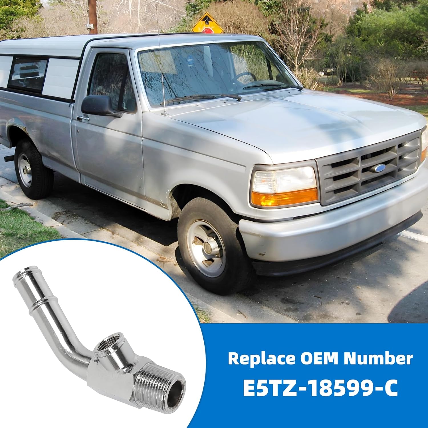 Coolant Temp Sensor Elbow Connector Tube for 1985-1997 Ford F-150 F-250 F-350 Bronco E-150 E-250 E-350 Replace OEM Number E5TZ-18599-C