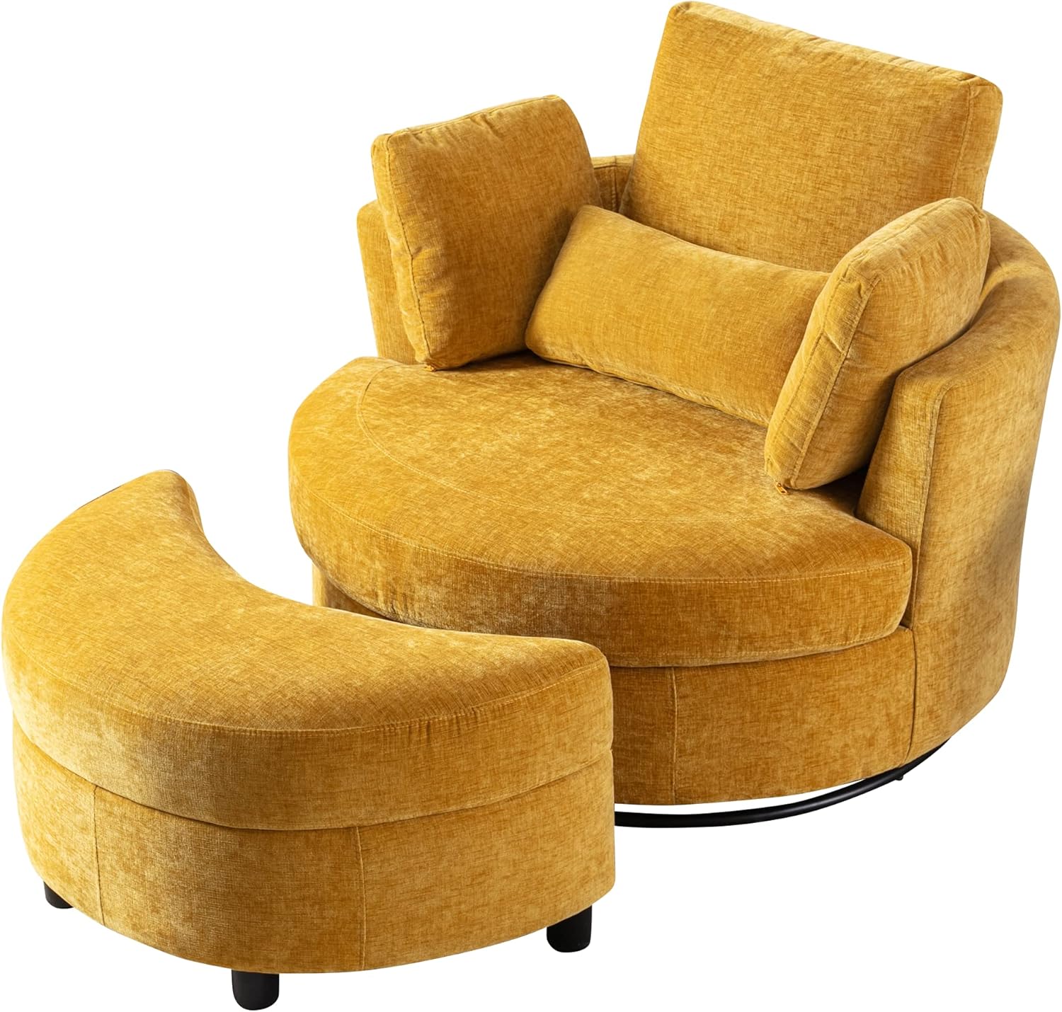 Oversized Swivel Accent Round Barrel Chair with Storage