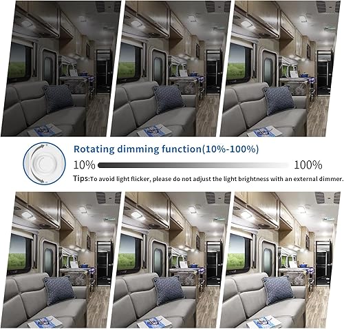 Miniatura 5 de RVZONE Luces interiores de 12 V RV LED de techo de doble cúpula 1800 lm, 3 colores regulables, luces de cámper para caravana, caravana, remolque,