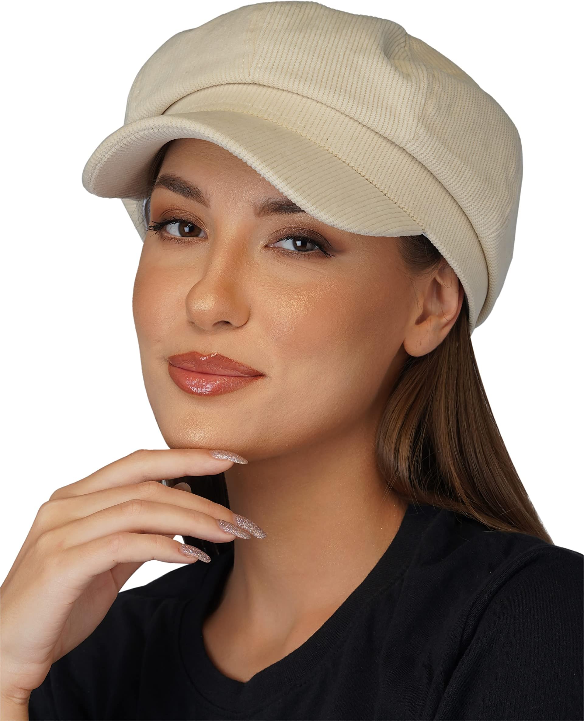 iSWEVENFrench Beret Cap Summer Season Unisex Artist Newsboy Hats, Ascot Cotton British Style Adjustable Women's Caps (8122, Free Size)