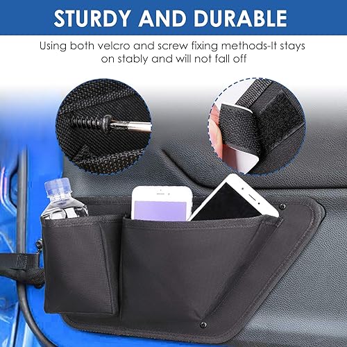Miniatura 2 de CALBEAU Caja de bolsillos de almacenamiento para puerta delantera, 2 bolsillos de almacenamiento para puerta para Jeep Wrangler JK JKU 2011-2018,