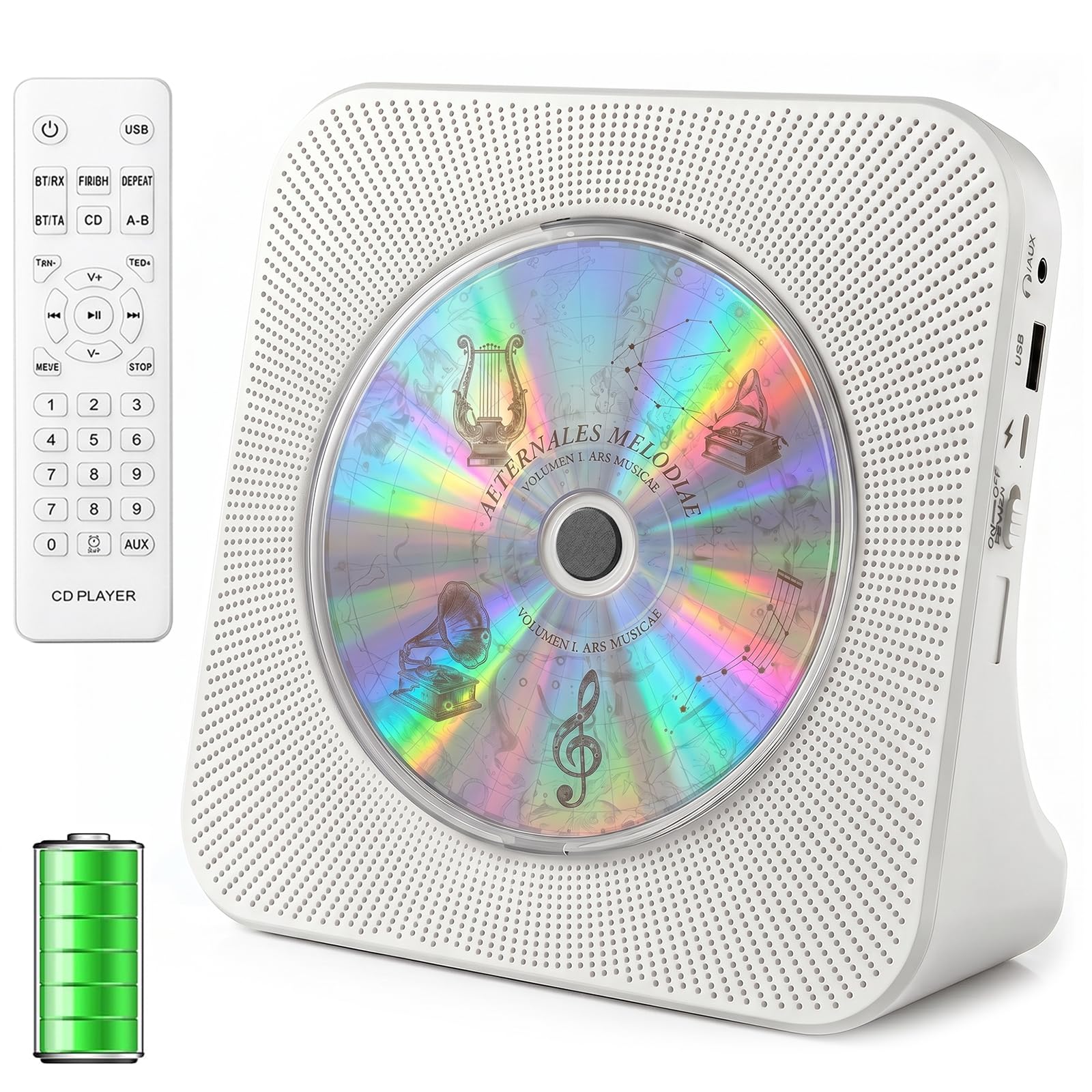 CD Player Portable Bluetooth: Desktop 4000mAh Rechargeable