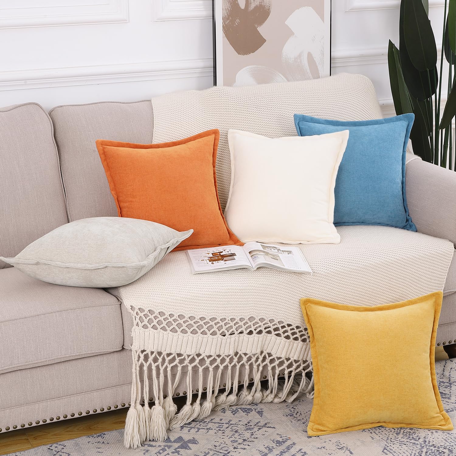 Madizz Lot De 2 Housses De Coussin Doux Lin Décoratif Coussin Couvre Style De Luxe Pour Canapé