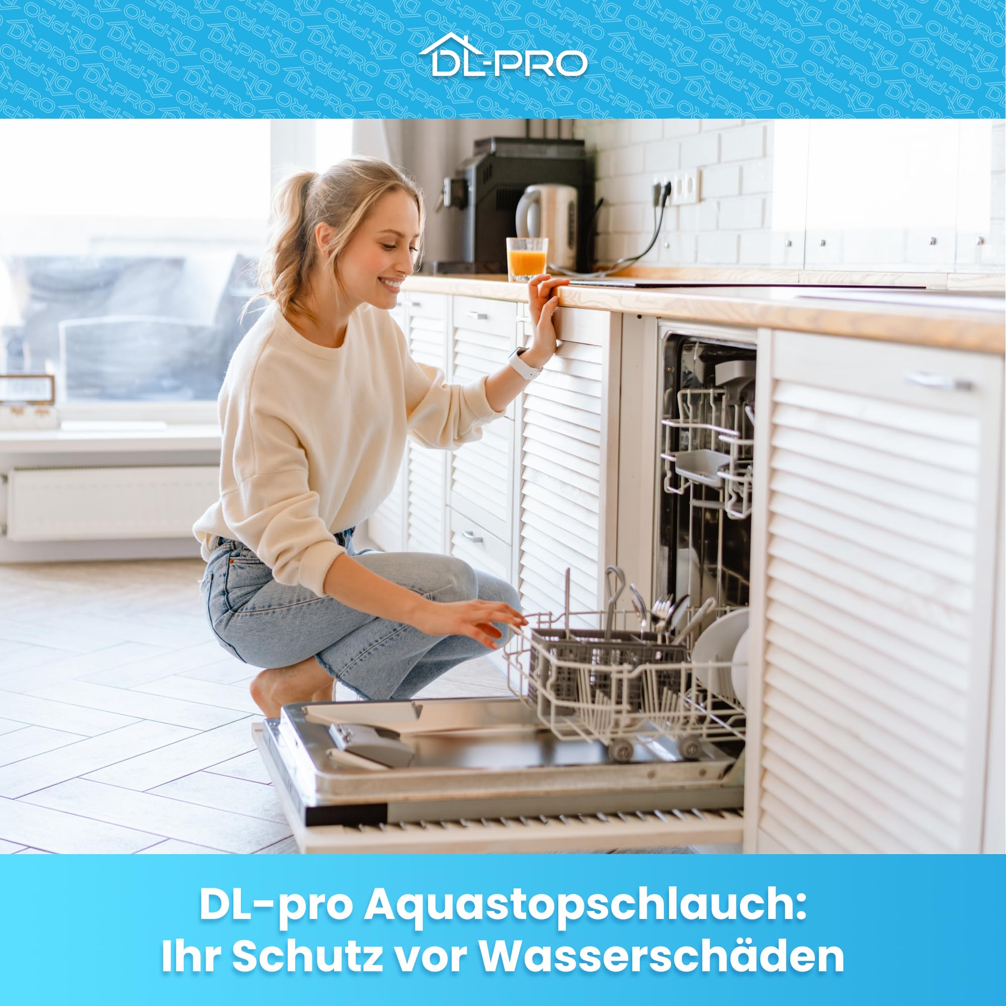 DL-pro Manguera de entrada de agua 1,5m para lavavajillas y lavaplatos para AEG Electrolux Juno 14018058901/6 140180589016 14018058901 Aquastop