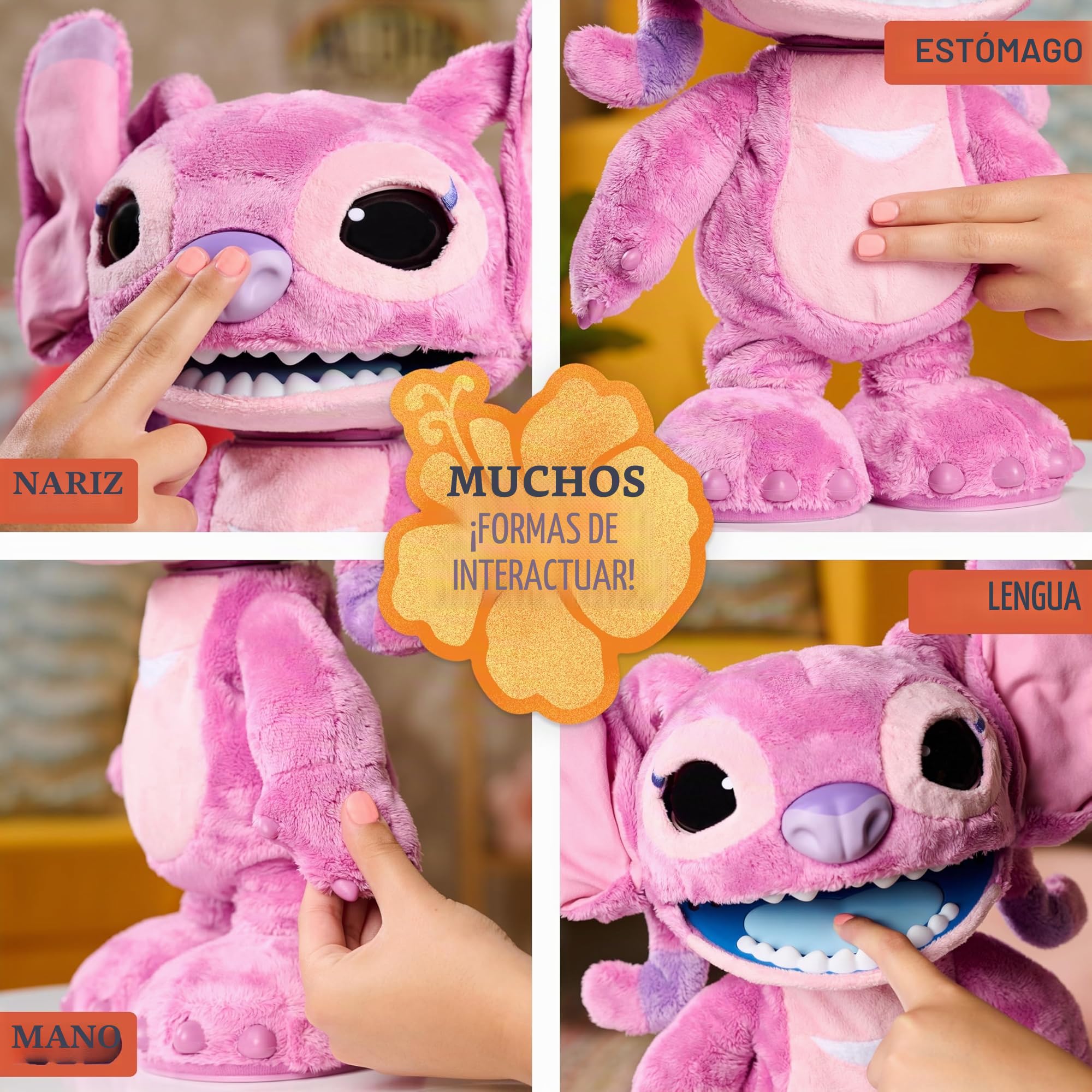 Just Play Peluche Interactivo Disney Stitch Ultimate Angel, de 43 cm, más de 100 Sonidos y reacciones, se Mueve como el Angel de Verdad, para niños a Partir de 3 años
