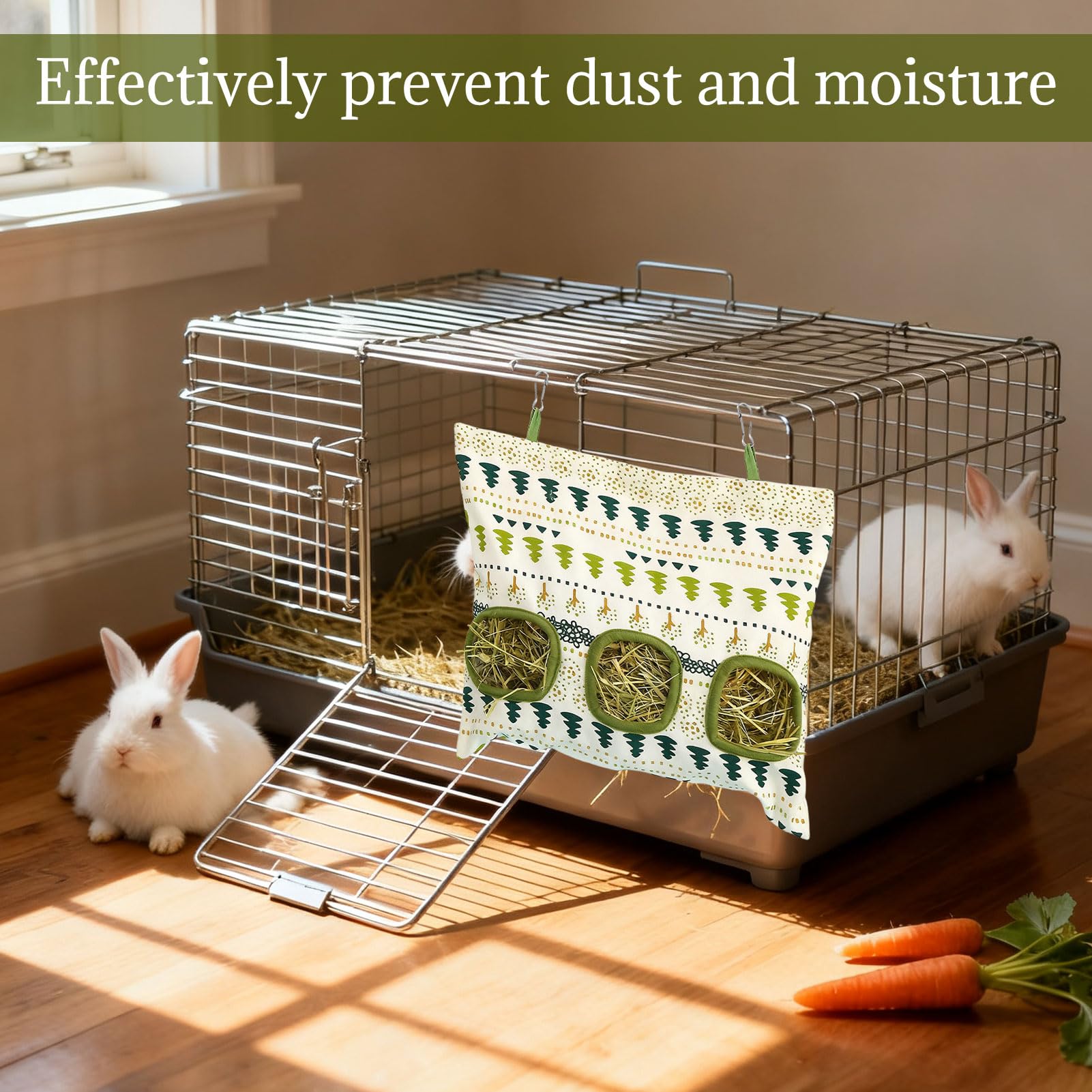 Sac A Foin Lapin, Sac A Foin, Ratelier Foi n Lapin, Distributeur de F OIN, S AC de Foi n Suspendu avec 3 Fenêtres pour Petits Animaux,Lap in/Chinchilla/Cochons d'Inde
