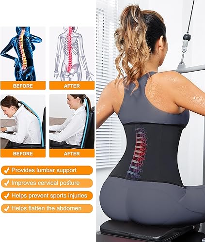 Miniatura 3 de LEINIDINA Corsé de entrenamiento de cintura para mujer con cremallera, reductor de cintura para sudar para mujer, cinturón de entrenamiento, corsé