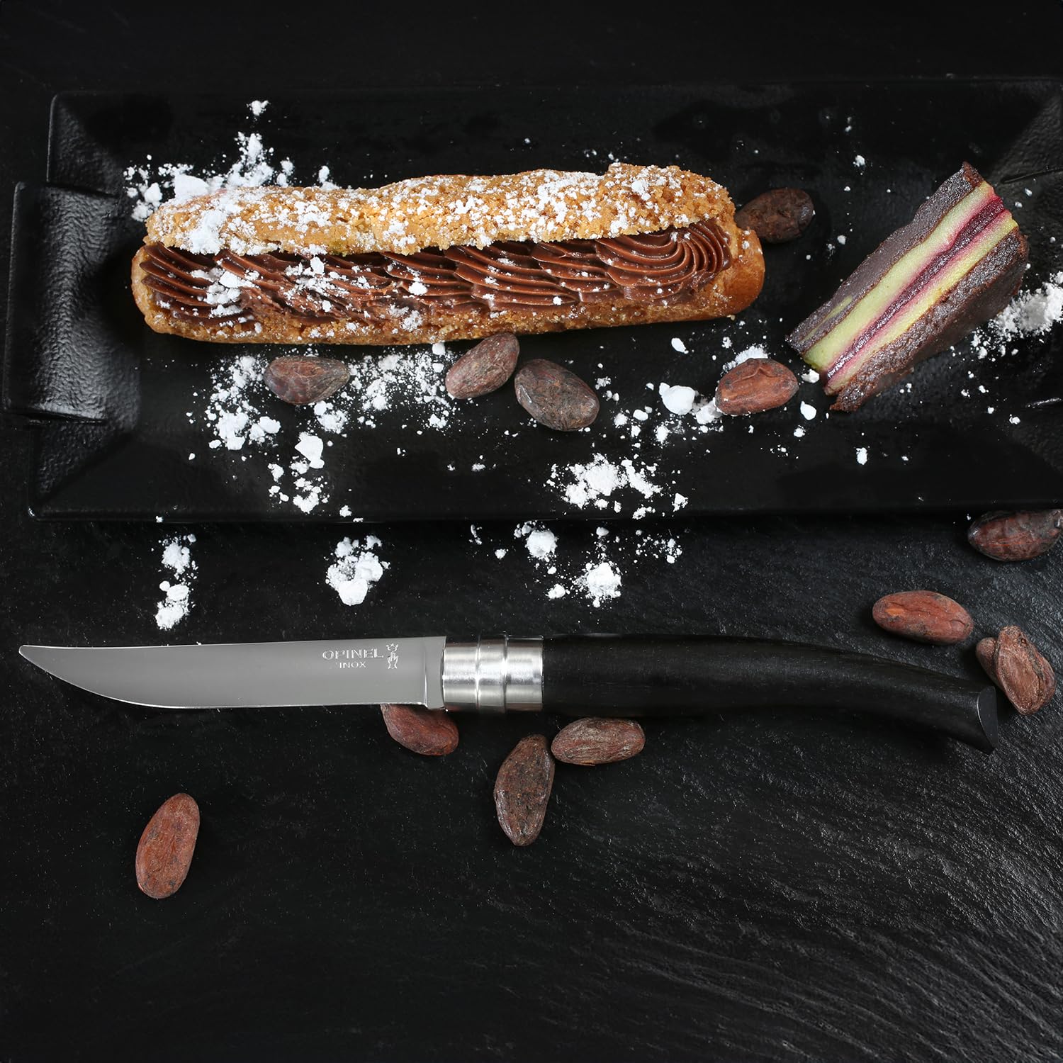 Opinel Estuche DE 4 cuchillos de mesa EBANO (hoja pulido espejo)