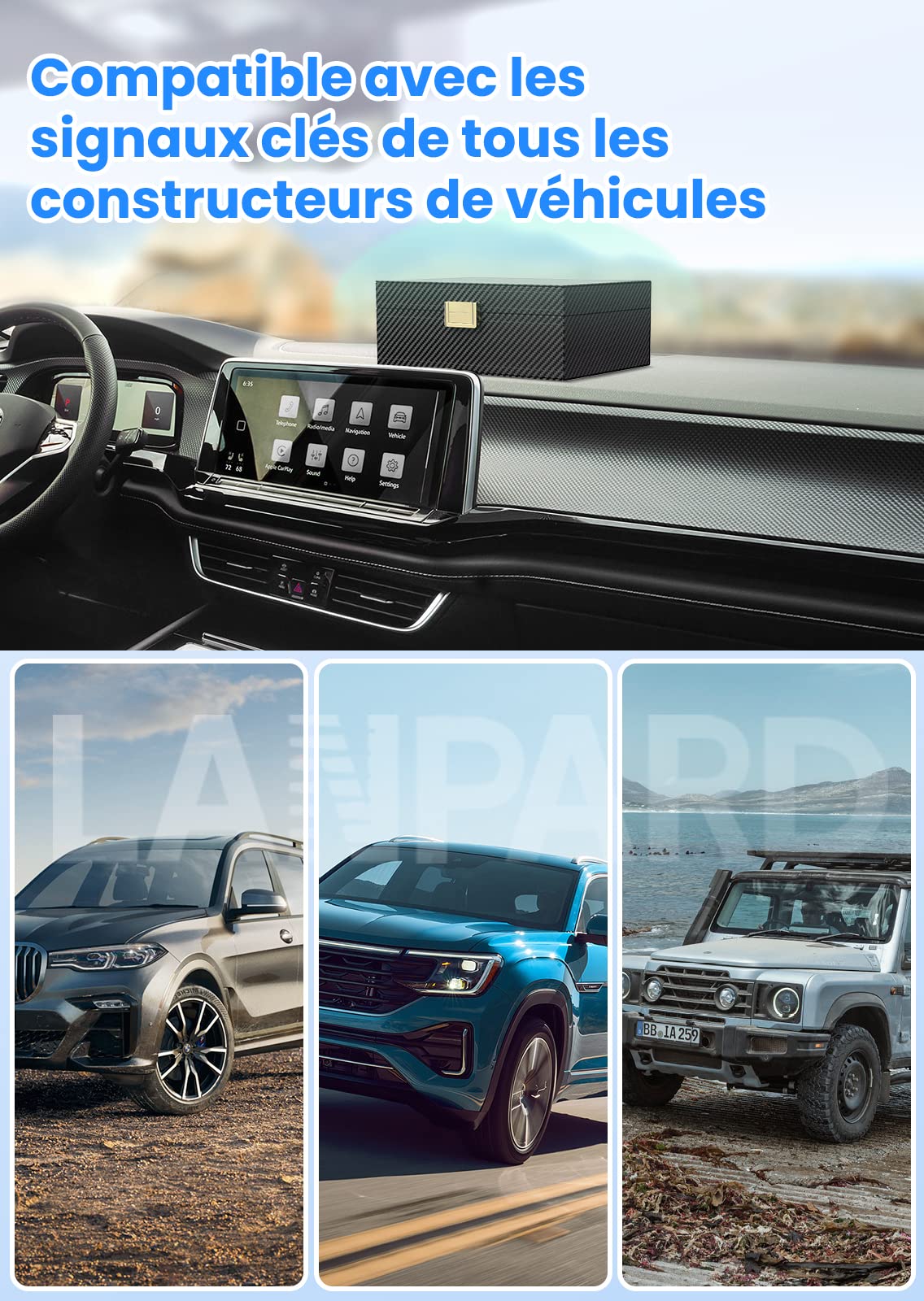 Boîte Anti RFID Clé Voiture Ensemble avec Etui RFID, Boitier Blocage Signal RFID Protection de Sécurité Clé Télécommande Voiture Keyless Go Contre Piratage à Distance Noir (Noir L)