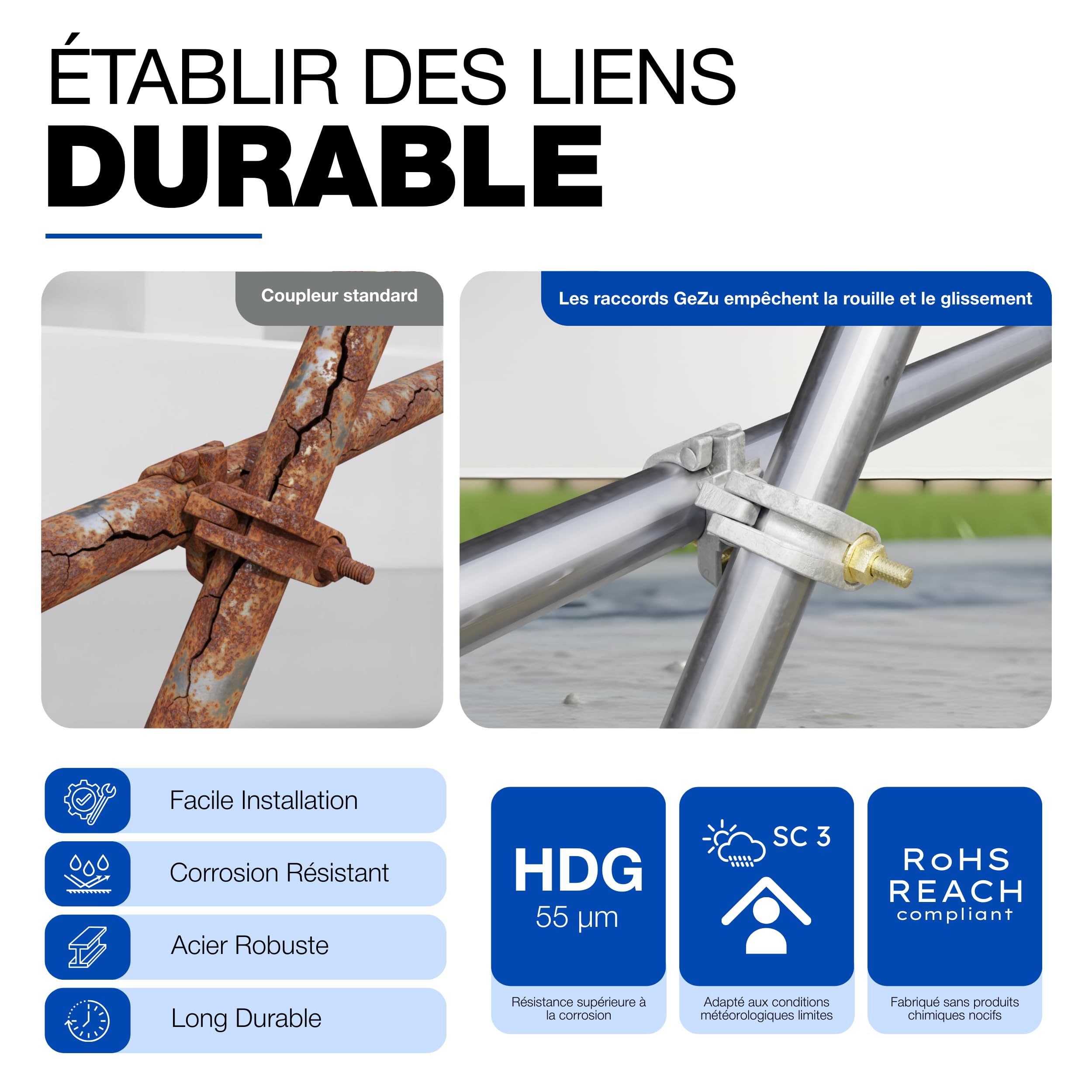 GeZu Impex Accouplement d'échafaudage Ø 48 x 60 mm