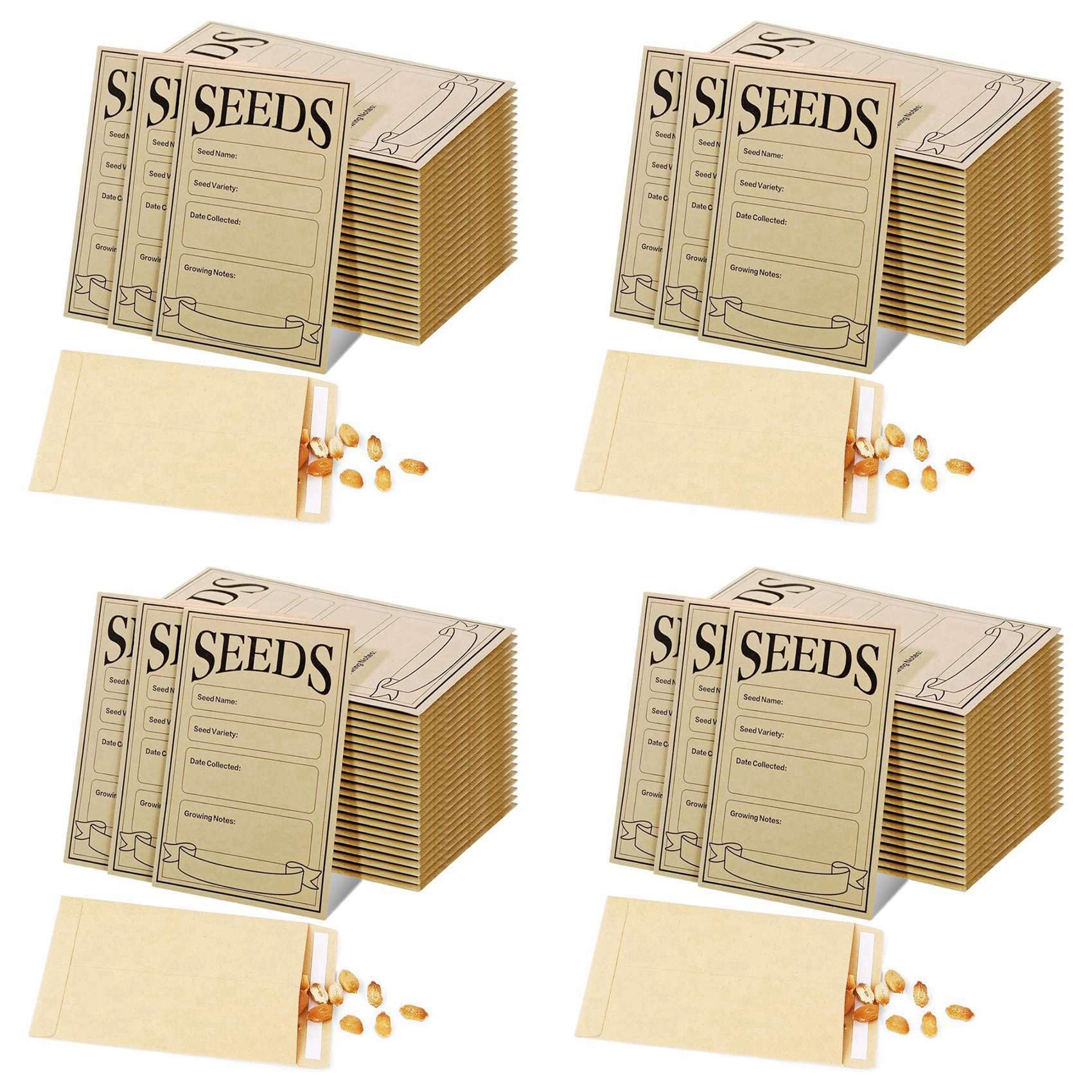 Hndhbfgrt 400PCS Seed Packets Envelopes: Self Sealing Small Seed Envelopes for Seed Storage Resealable Seed Saving Envelopes