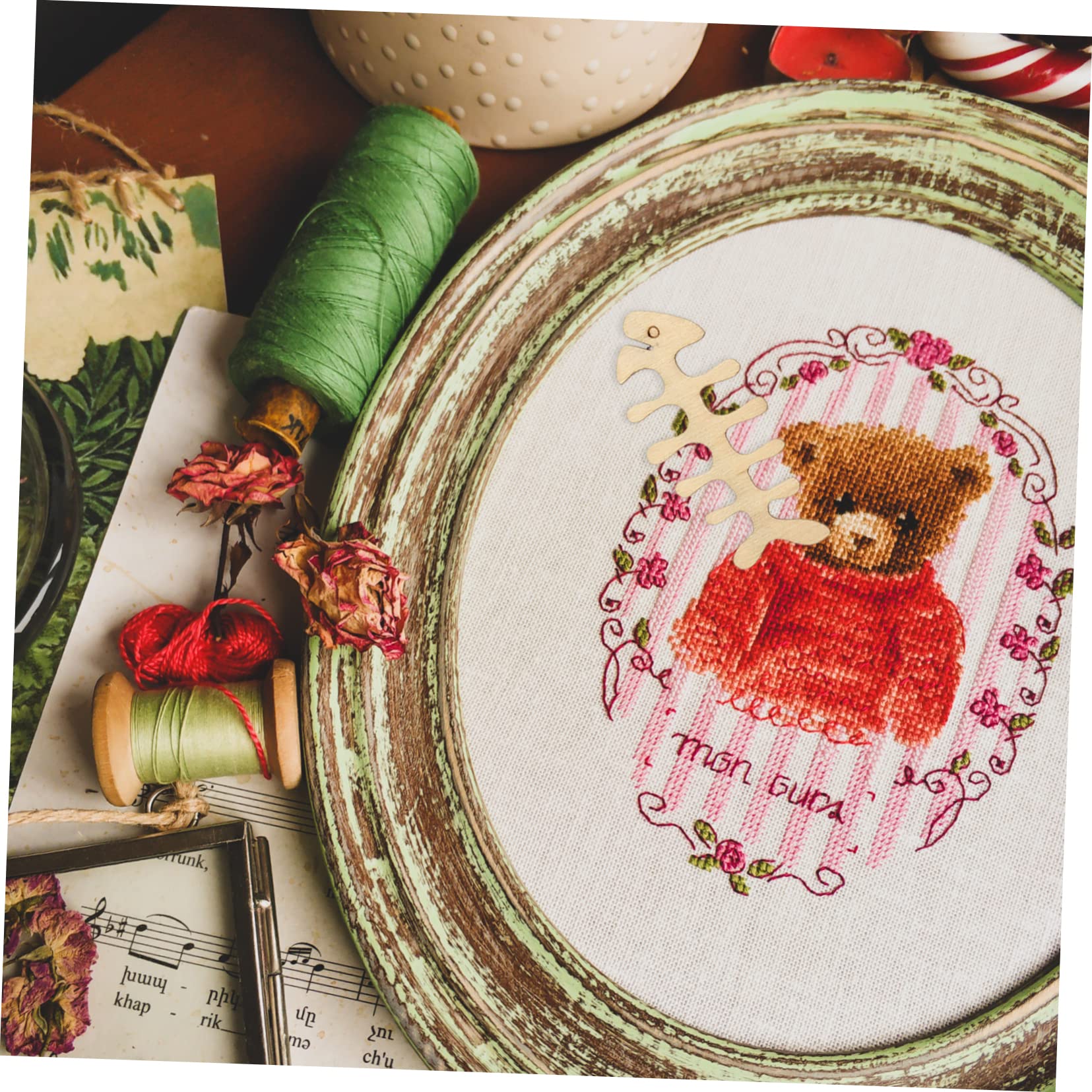 ERINGOGO DIY Cross Stitch Thread Splitter Set Compact Wood Embroidery Floss Organizers