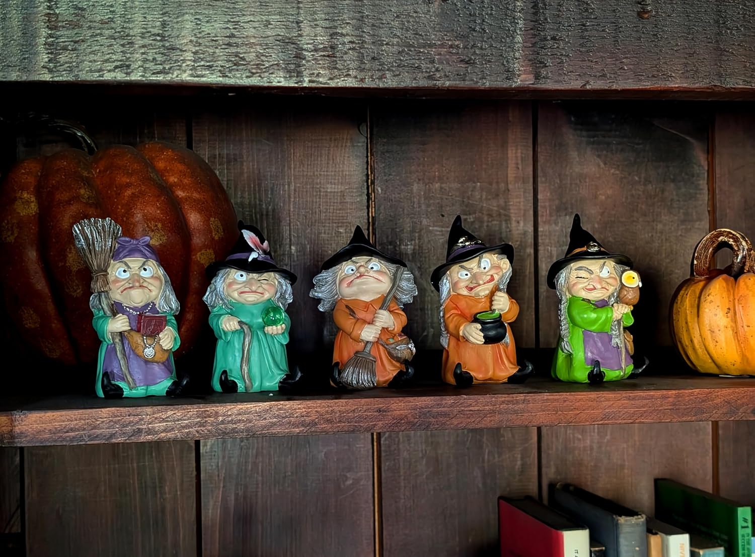 One Holiday Way Set of 5 Miniature Vintage Witch Doll Figurines with Halloween Accents - Haunted Village Decoration Tabletop Desk Shelf Home Decor image 2