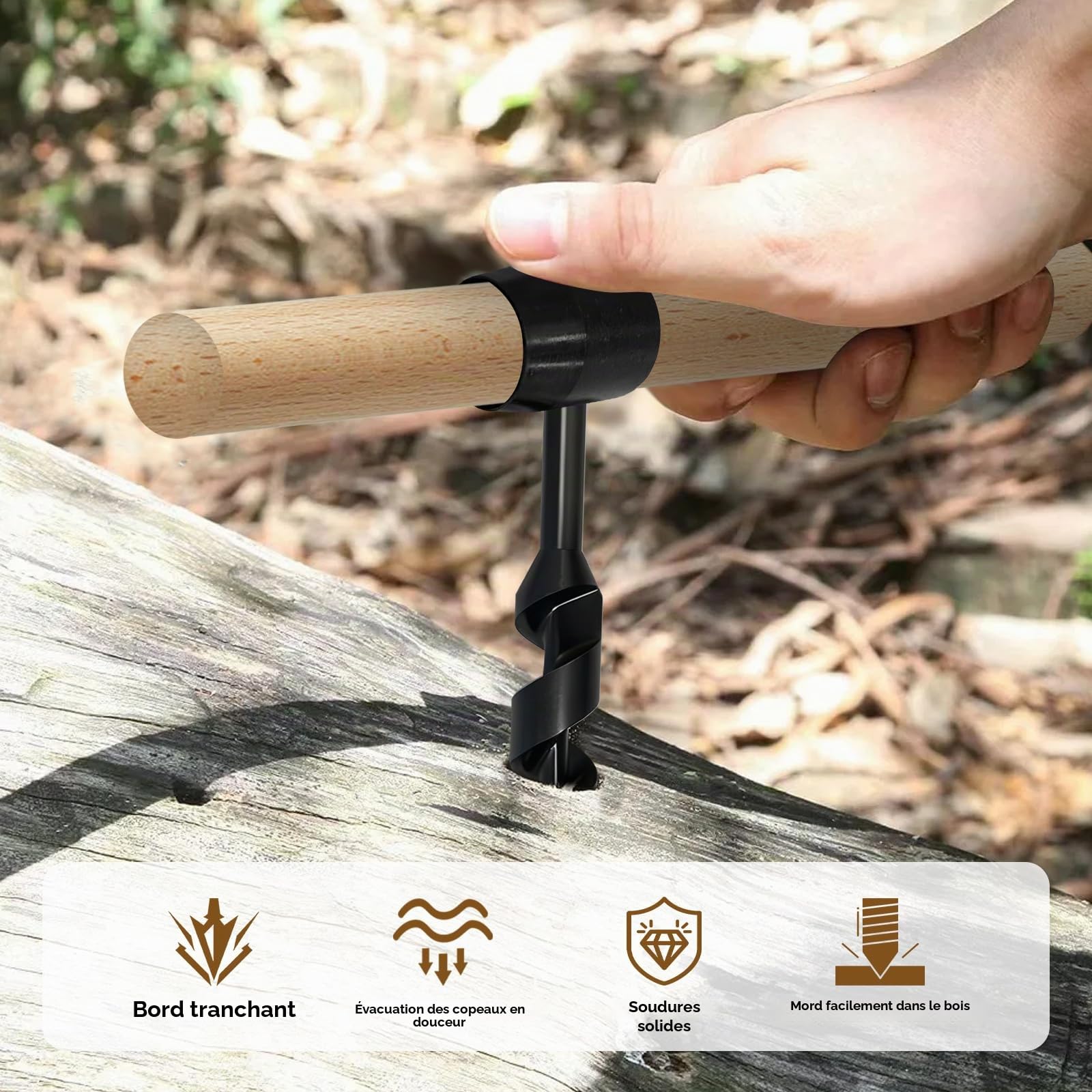 Tournevis manuel Bushcraft, tournevis multifonctionnel Bushcraft, tournevis manuel pour travail du bois, tournevis pour travail du bois, survie en plein air, camping (5 pièces)