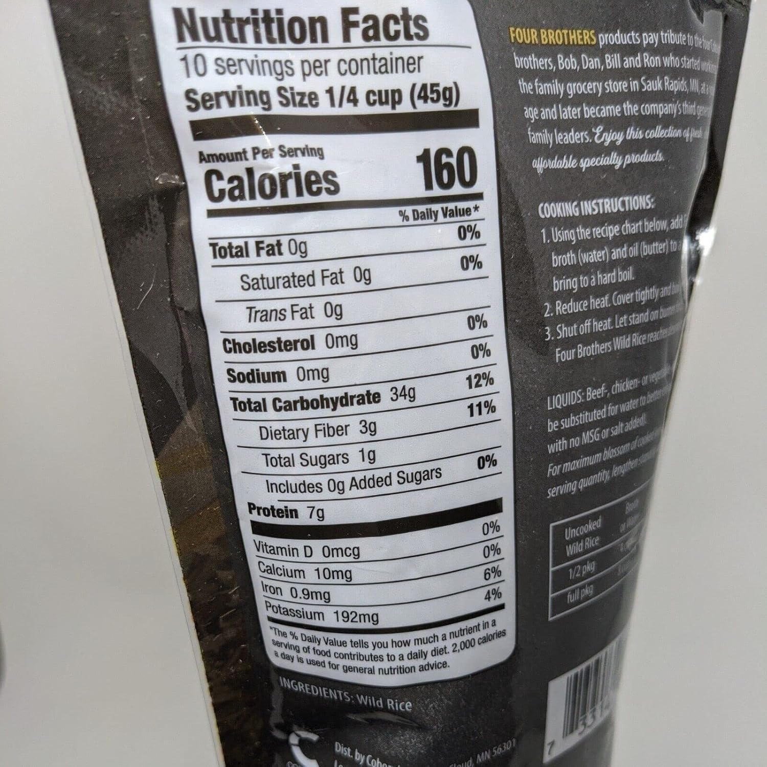 Minnesota Grown Wild Rice by Four Brothers 1lb Cultivated Premium Raw Gluten-Free Cholesterol-Free 1 Pound Traditionally Bat-Roasted Package Rice