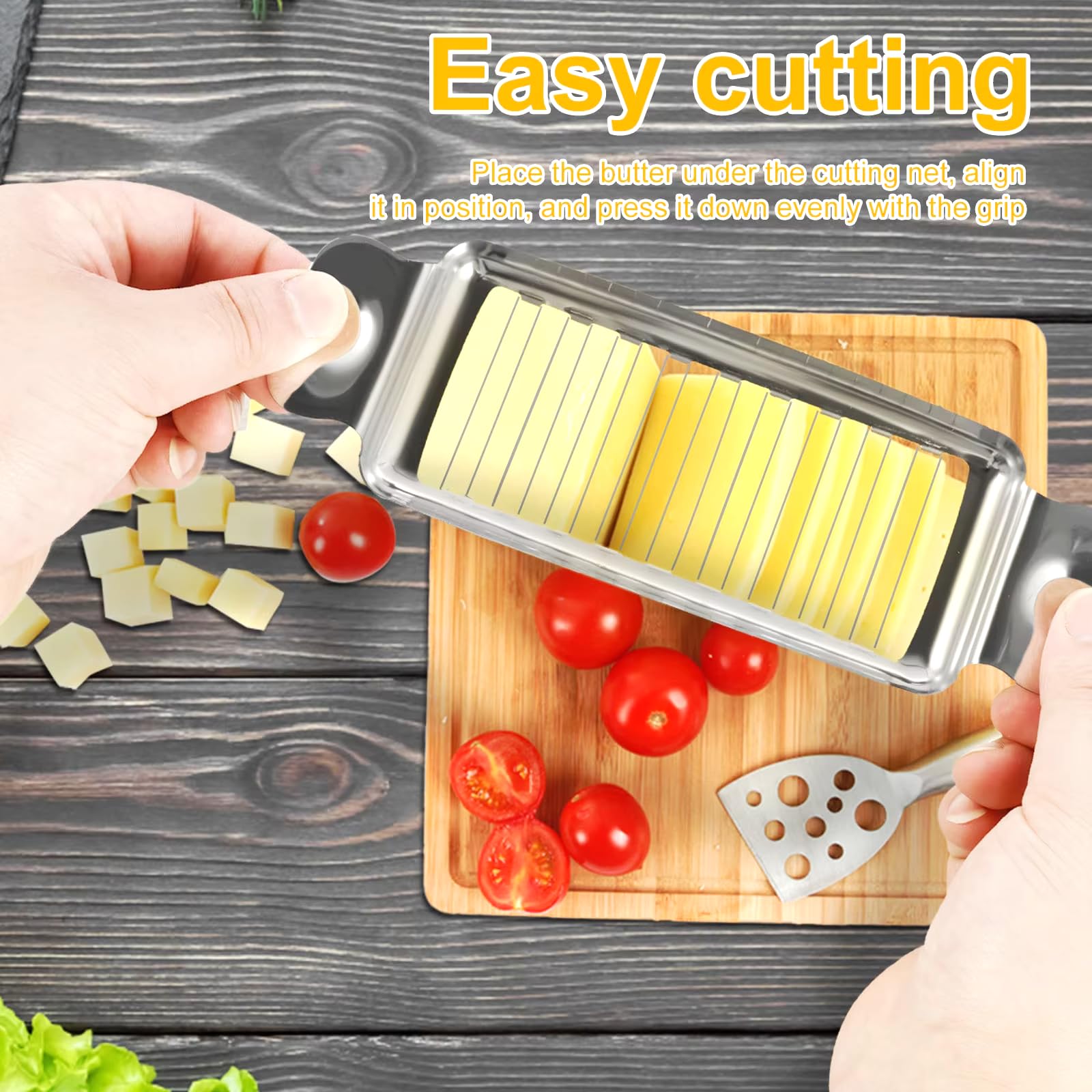 Adullpony Cheese Slicer for Block Cheese:18 Wires Cut 1/4 Inch Butter Cutter, Stainless Steel Slicers for Butter Squares Bulk Cutting with Cheese knife, Dishwasher Safe
