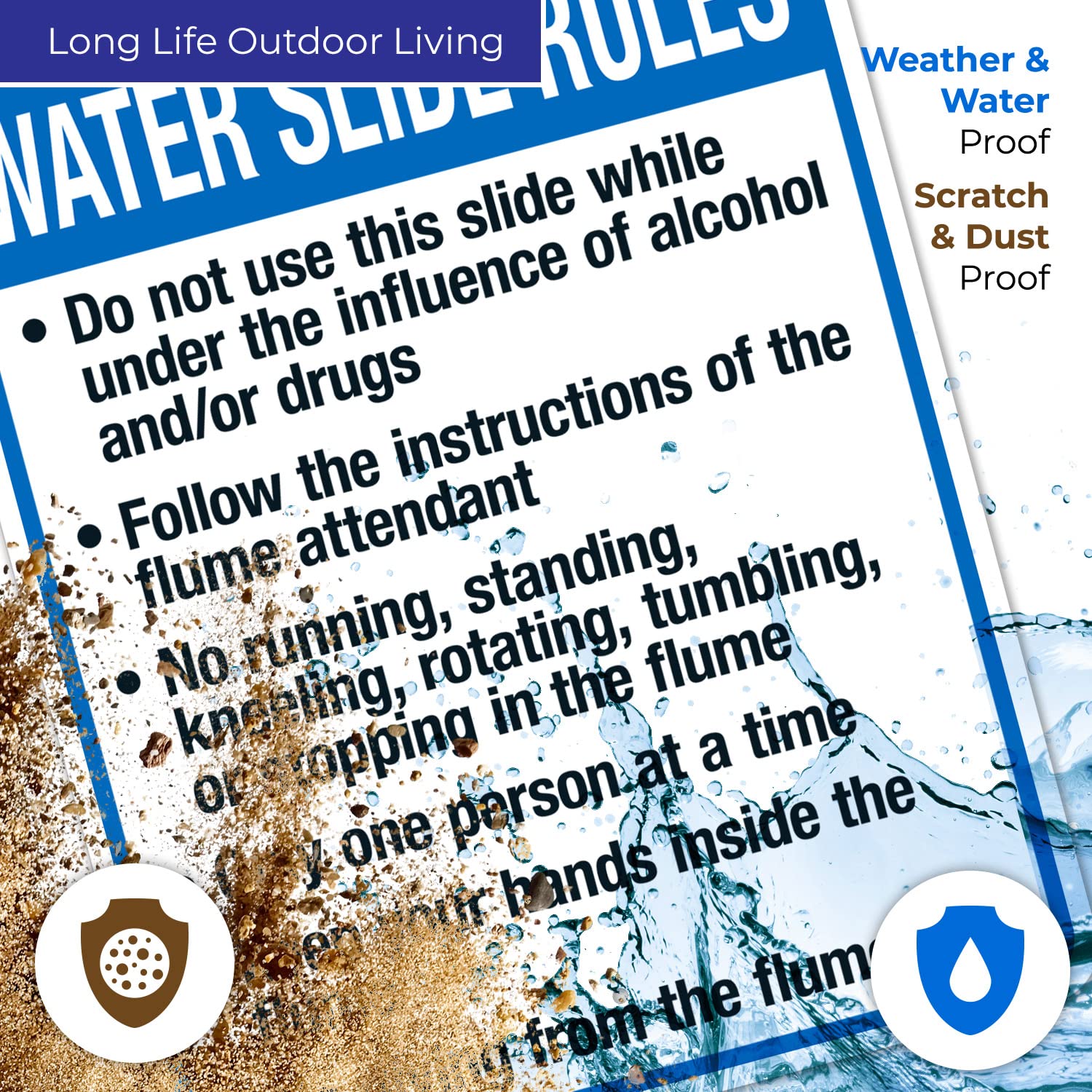 Montana Water Slide Rules Sign, Complies with State of Montana Pool Safety Code, (SI-62091) 24x30 Inches, 55 mil Thick HDPS (high Density polystyrene), Made in USA