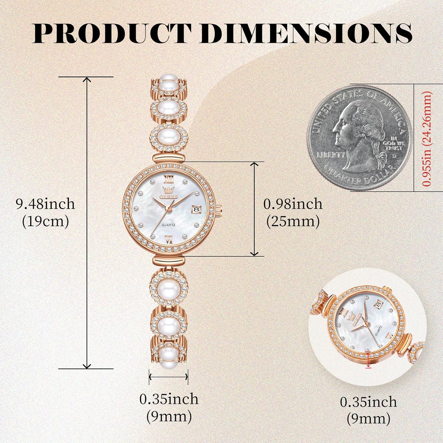 OLEVS Watch Women Luxury Small Face Analog Wrist Watches for Women Dainty Waterproof Pearl Diamond Womens Watch with Date Stainless Steel Quartz Bracelet Ladies Dress Watches Reloj para Mujer - Image 5