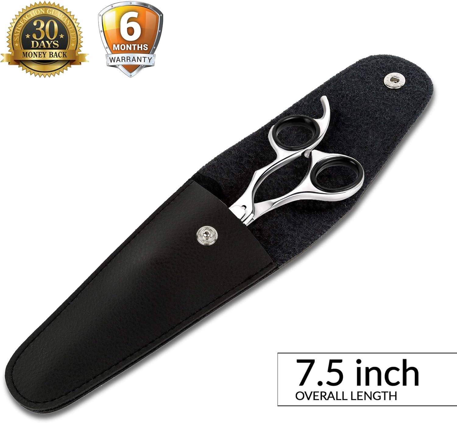 Laazar Professional 7.5 inch Curved Shears for Dogs and Cats | Tension Adjustable Pet Grooming Scissors | 440C Japanese Stainless Steel | Groomers Tool for Men and Woman Leather case Included