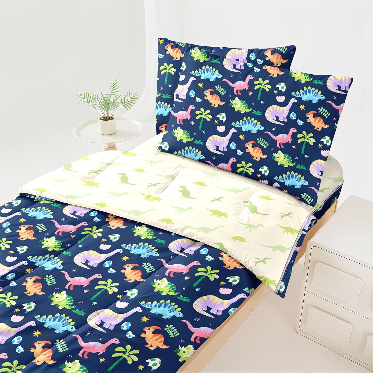 Boys Zipper Bedding Dinosaur Comforter Twin Dino Comforter for Boys All in one Zipper Kids Bedding