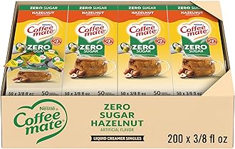 Nestle Coffee mate Coffee Creamer, Zero Sugar Hazelnut, Liquid Creamer Singles, Non Dairy, No Refrigeration, 0.375 fl oz Tubs (Pack of 200)