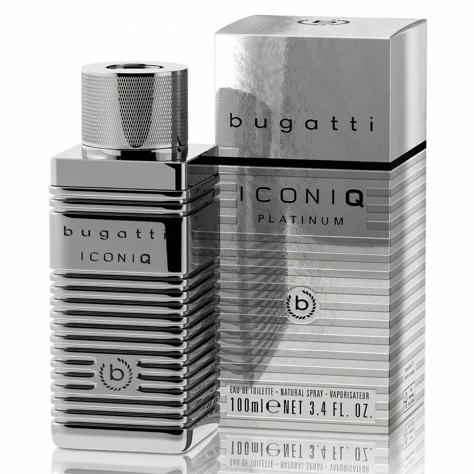 bugatti Parfüm Herren Iconiq Platinum Edition 100ml I Eau de Toilette Herren mit Zedernholz, Lavendel & Patchouli I aromatisch & selbstbewusst I Kraftvolles Männer Parfüm mit holzigen Ambra-Noten