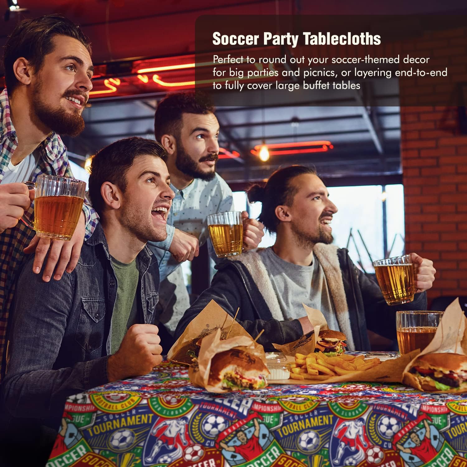 3 Pack Soccer Football Tablecloth Sports Birthday Team Baby Shower Party Table Cover Supplies Decoration Plastic Disposable 108X54 inches
