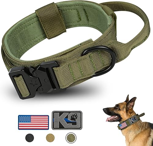 WANYANG - Collar táctico para perros medianos y grandes, collar militar para perro con hebilla de metal de liberación rápida K9, collares de nailon