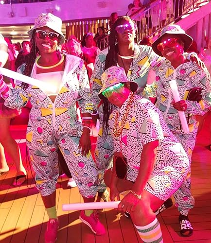 Miniatura 3 de UOUA Traje de los años 80 para mujer de los años 90, disfraz de una sola pieza, traje de entrenamiento para fiesta, ropa retro