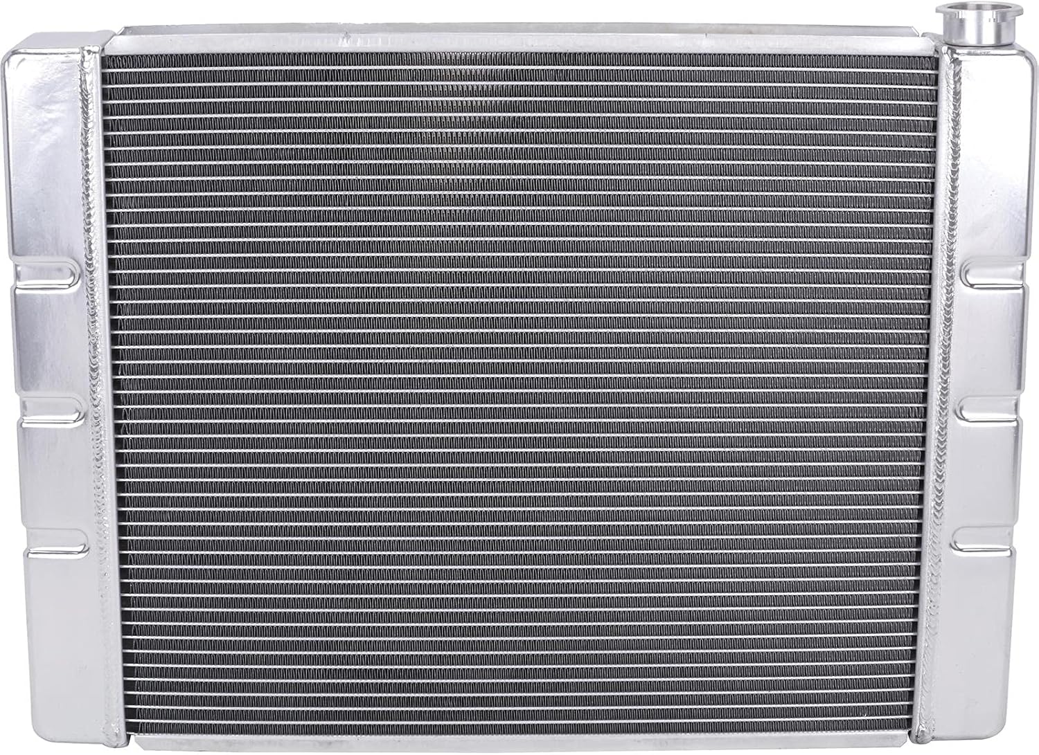 Speedway Motors Universal Ford/Mopar Aluminum Radiator, 31-Inch Wide Single-Pass Crossflow Design with Dual 1-Inch Tube Core, Furnace-Brazed Construction and Billet Filler Neck