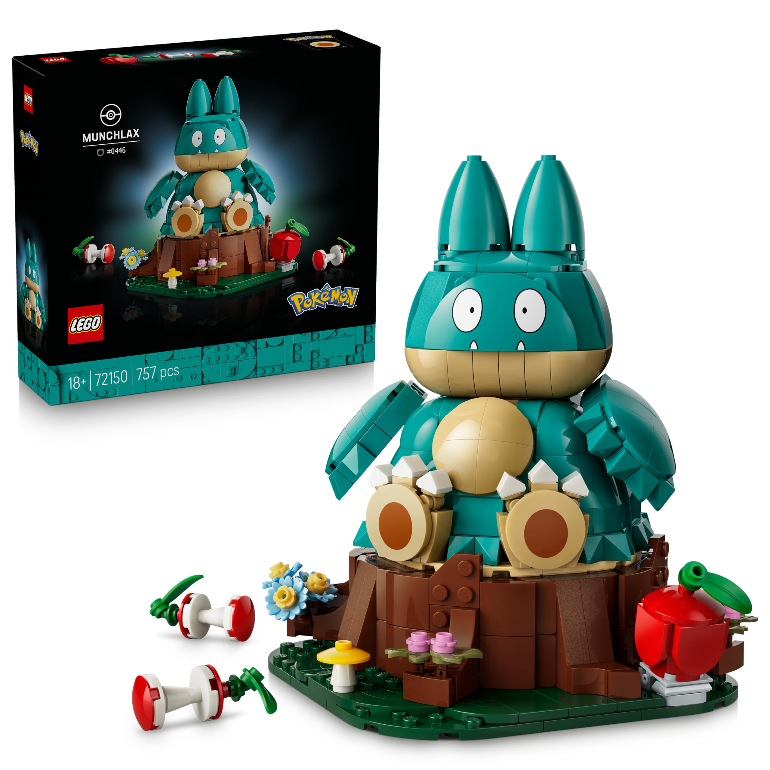 LEGO Pokémon Munchlax - Action Figure da Costruire per Adulti - Kit di Modellismo con Arti e Testa Snodabili - Decorazione Stanza da Gaming Fai da Te - Idea Regalo per Gamer da Collezione - 72150