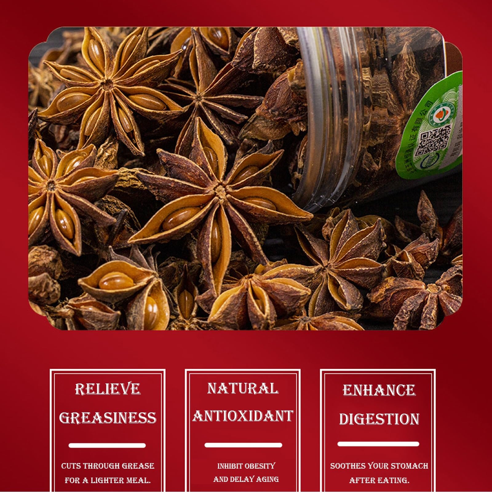 ANICE STELLATO BIOLOGICO INTERO 7 Oz, Semi e Baccelli Completamente Naturali, Vegano, Senza Glutine, NON OGM, Baccelli di Anice Stellato Cinese Essiccati al Sole, Spezie, Ampiamente Utilizzato