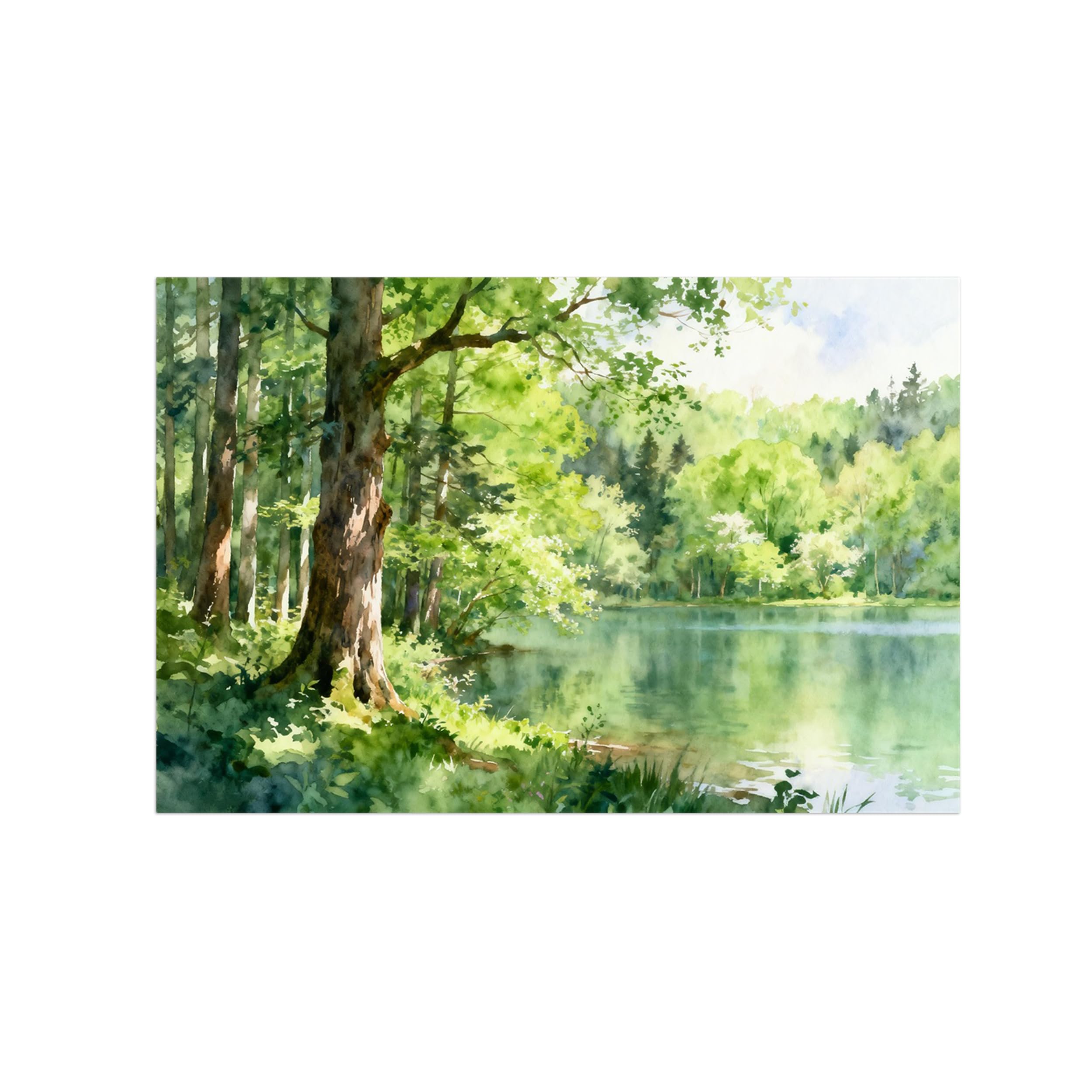 OZPWBVY Forest Lake Landscape Canvas Wall Art Picture 80x120cm Unframed