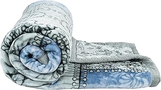 Vas Collections Super Soft Cloudy Printed Double Bed Blanket for Heavy Winter, Single Ply Mink Blanket King Size with 220 x 230 Cm – 3.5 Kg (Grey & Blue, Pack of 1)…