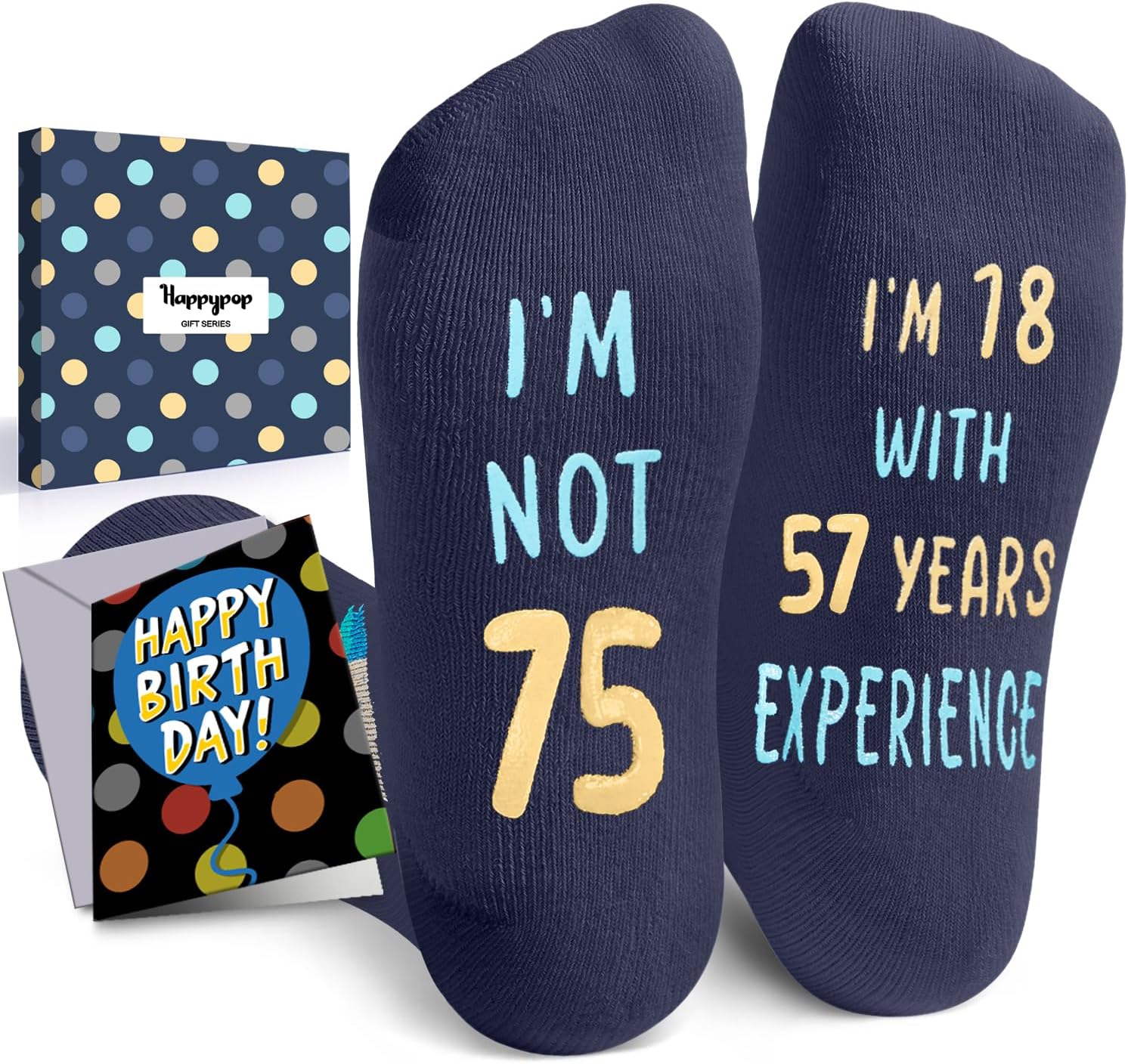 HAPPYPOP 75th Years Old Birthday Gifts for Men Socks for