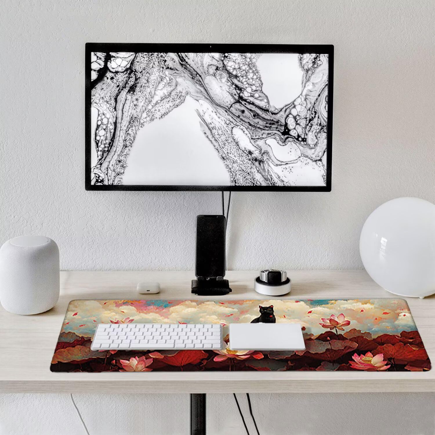 Podkładka pod mysz do gier XXL duża mysz 1600 x 800 mm, duża podkładka pod biurko z antypoślizgową gumową podstawą dla graczy, poprawia precyzję i szybkość (kot otus) o-297