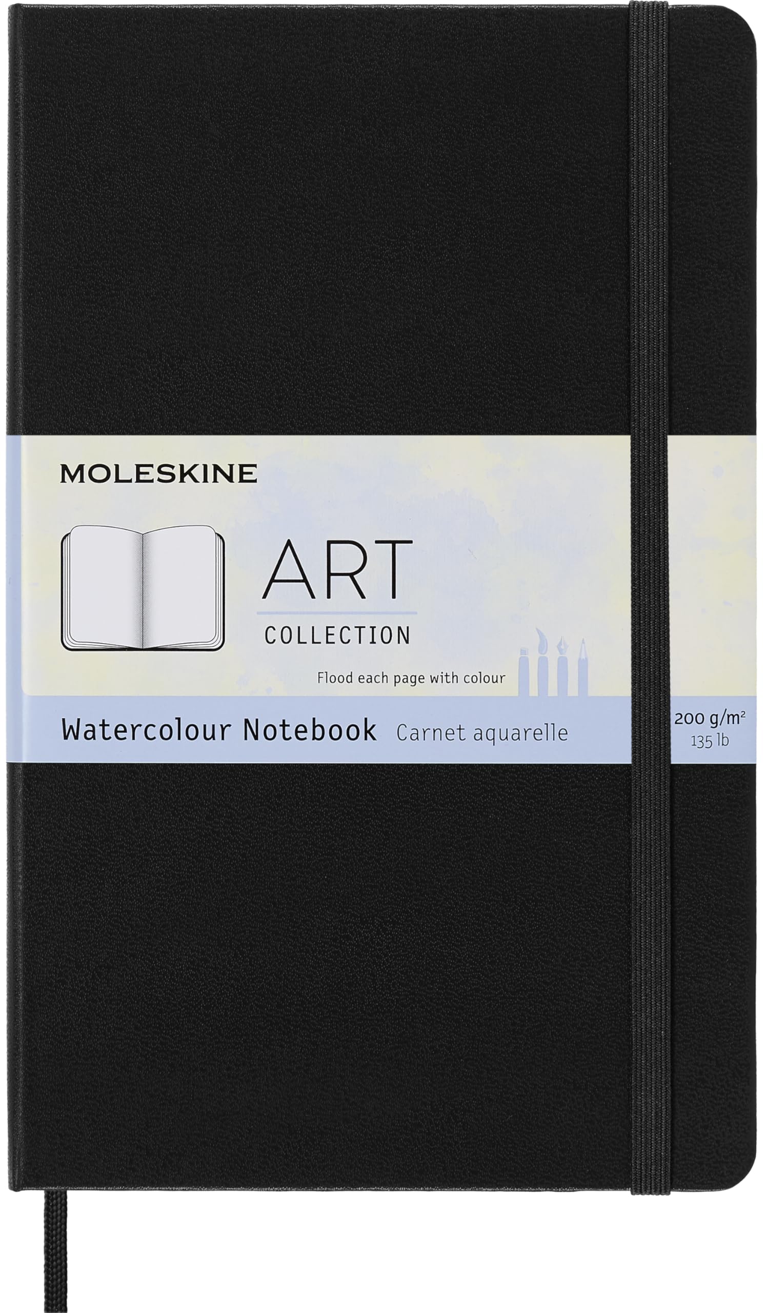 Moleskine 13 x 21 cm Large Art Collection Watercolour Notebook Sketchbook Album for Drawing with Hard Cover, Paper Suitable for Water, Colours and Watercolour Pencils, Black, 72 PagesThe Forest Stewardship Council