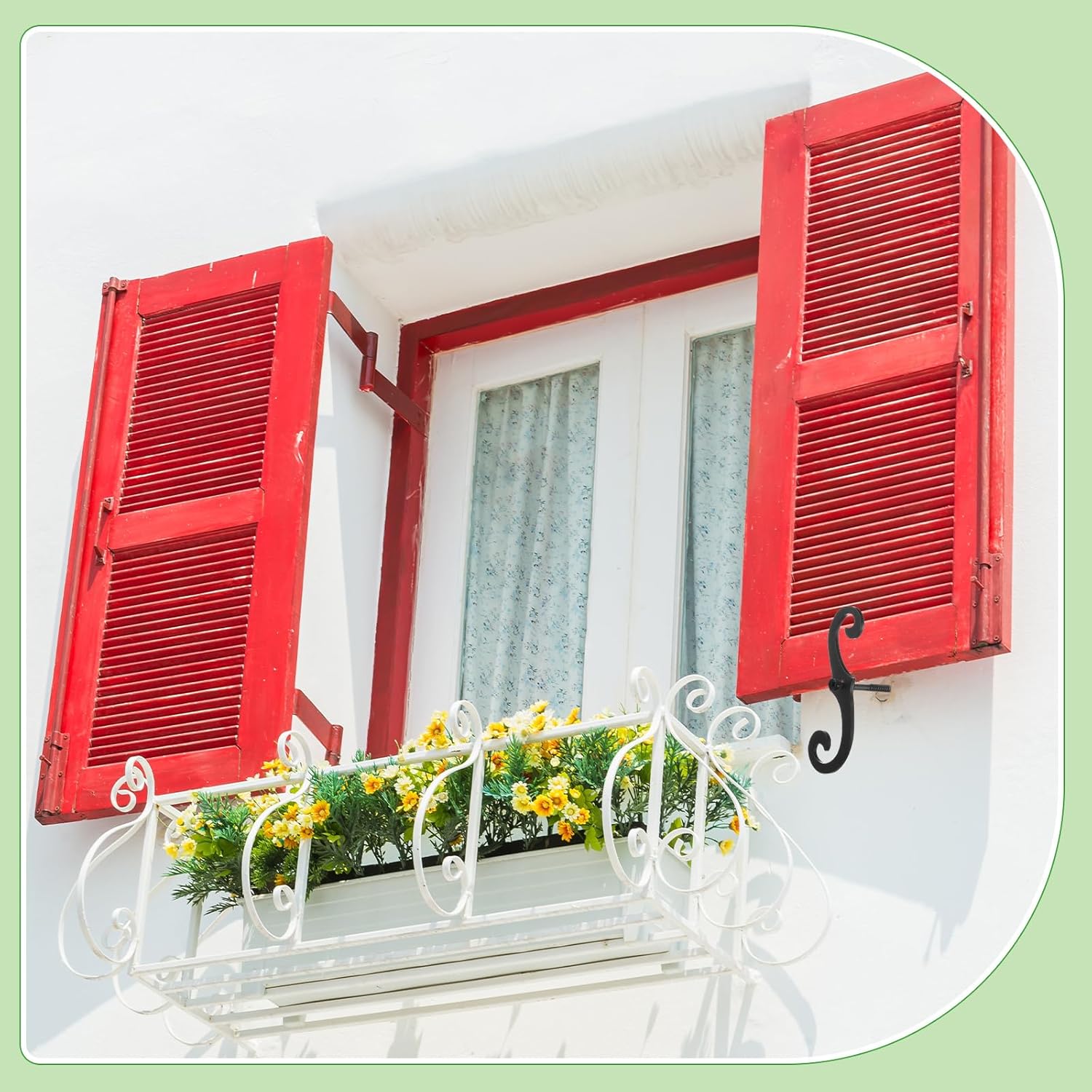 6 Pack Black S Style Shutter Dogs 6.5 Inches Shutter Dog Holders with Mounting Hardware External Shutters Tieback for Exterior Decorative (Iron)