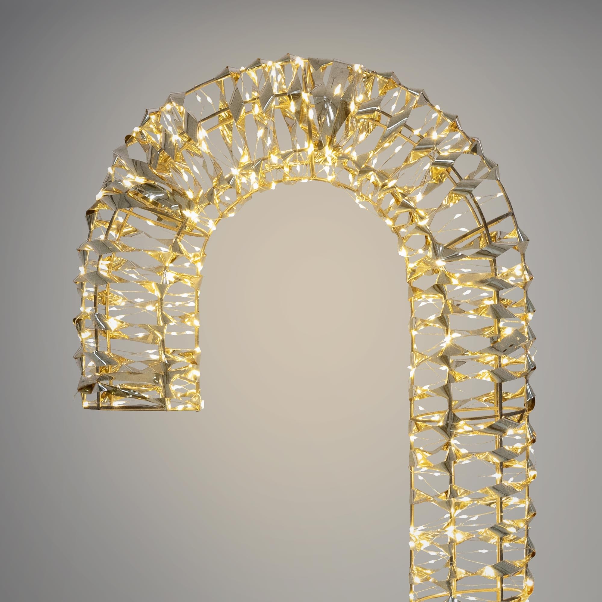 ECD Germany LED-Zuckerstange 75 cm in Gold mit LED-Beleuchtung, Metall Leuchtstab mit 400 warmweißen LEDs, Timer 6 Std, Weihnachtsbeleuchtung IP44 Wasserdicht Innen/Aussen, Candy Cane Weihnachtsdeko