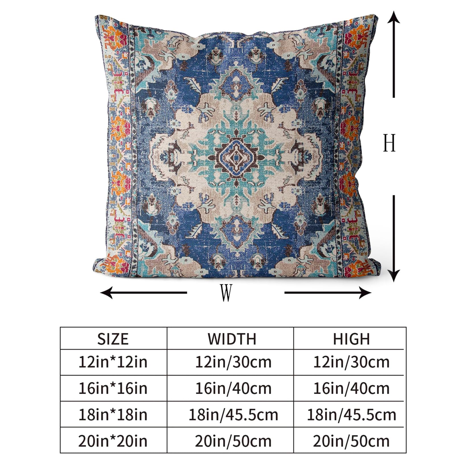 Snylcce Set of 2 Bohemian Style Cushion Covers 40x40 cm Decorative Square Throw Pillow Covers 40x40 CM Sofa Car Pillowcase for Outdoor Home Bed Living Room Couch Decor (Blue) - Image 3