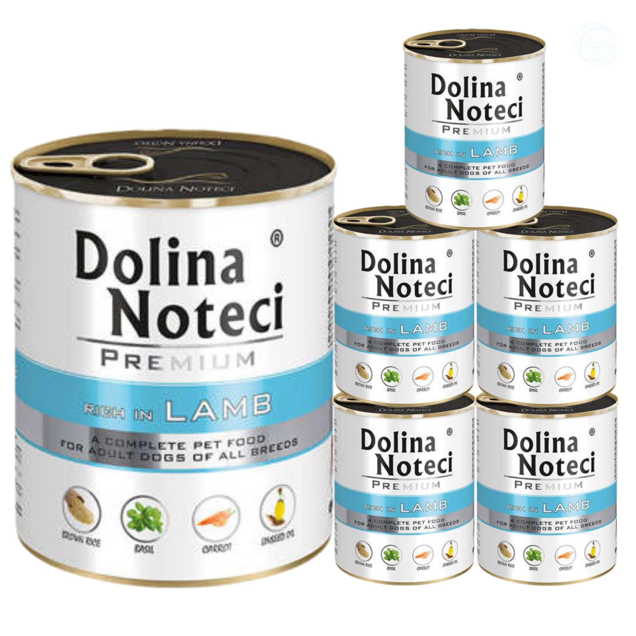 Dolina Noteci Premium Adult Wet Dog Food with Lamb, Complete Dog Food, Gluten-Free (6x800g)