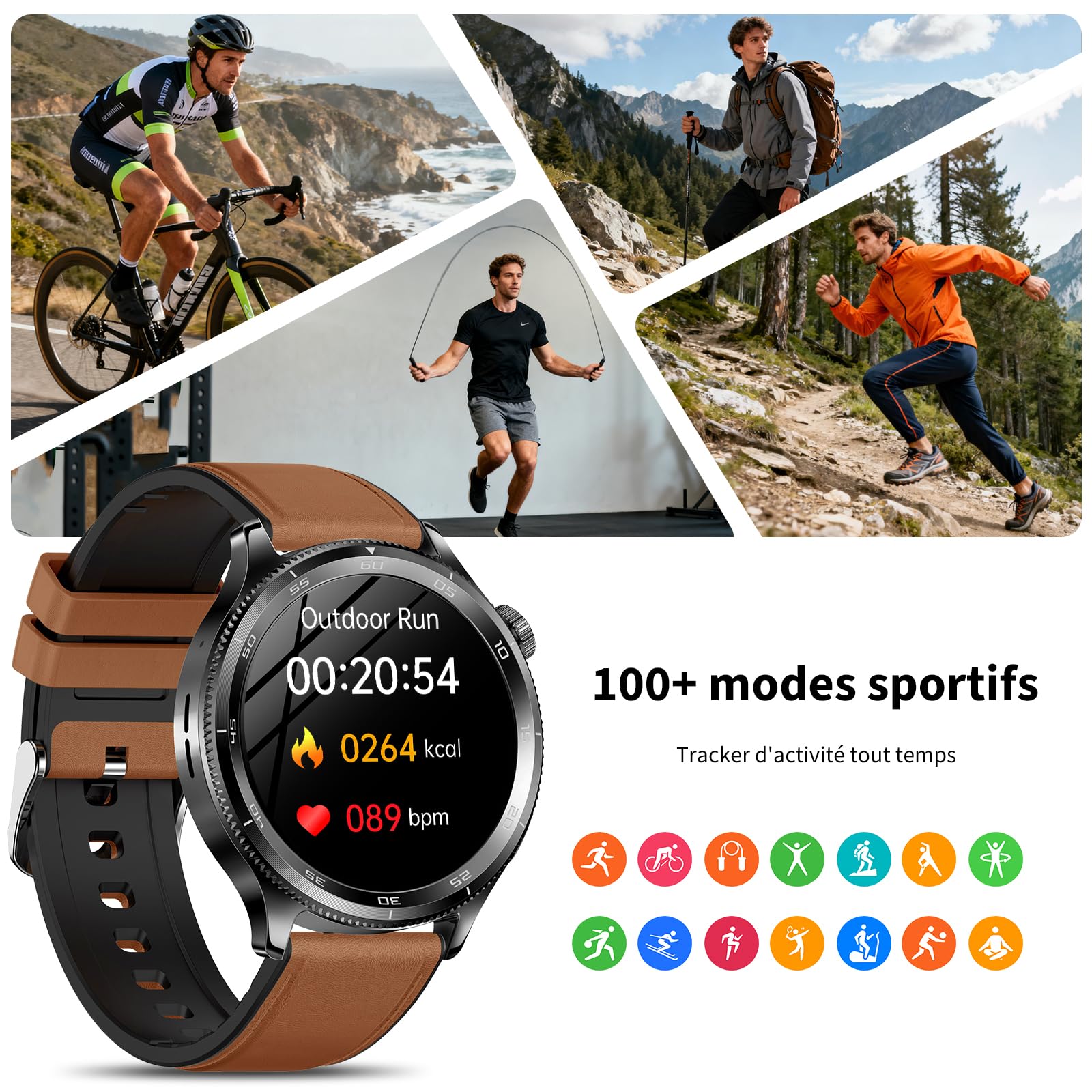 Marsyu Montre Connectée Homme Femme ECG/Tension Artérielle/Cardio/Sommeil