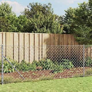 Chain Link Fence with Flange Silver 1.1x25 m Wire Mesh Roll Mesh Fence Roll Poultry Netting Chicken Wire Rabbit Animal Fence Garden Panel